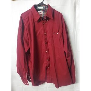 Larro Shirts Men Long Sleeve Button Down Shirt Sz 3XL Maroon 100% Cotton